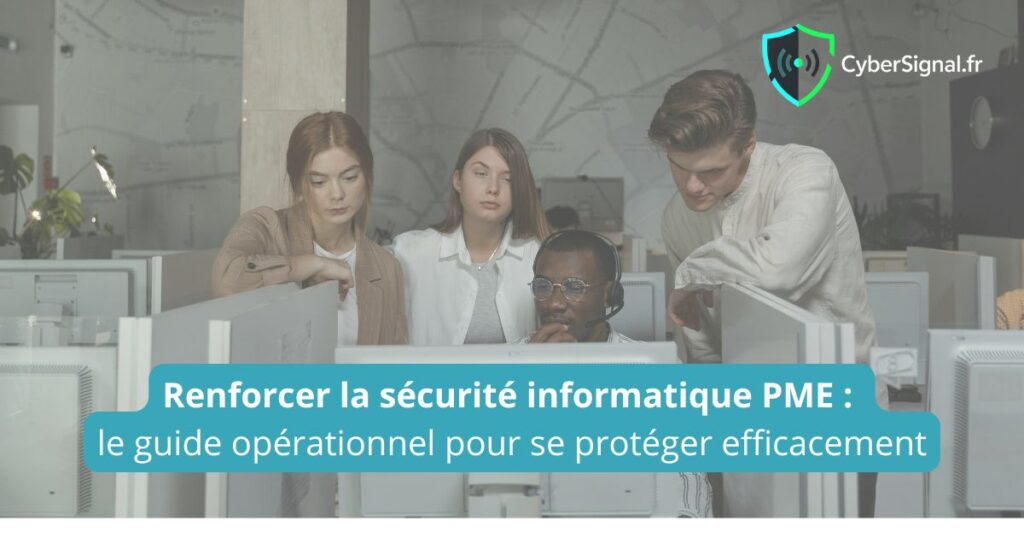 Équipe PME en réunion autour d'un écran pour renforcer la sécurité informatique
