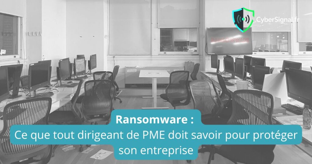ransomware entreprise - bureau PME paralysé avec écrans noirs après cyberattaque